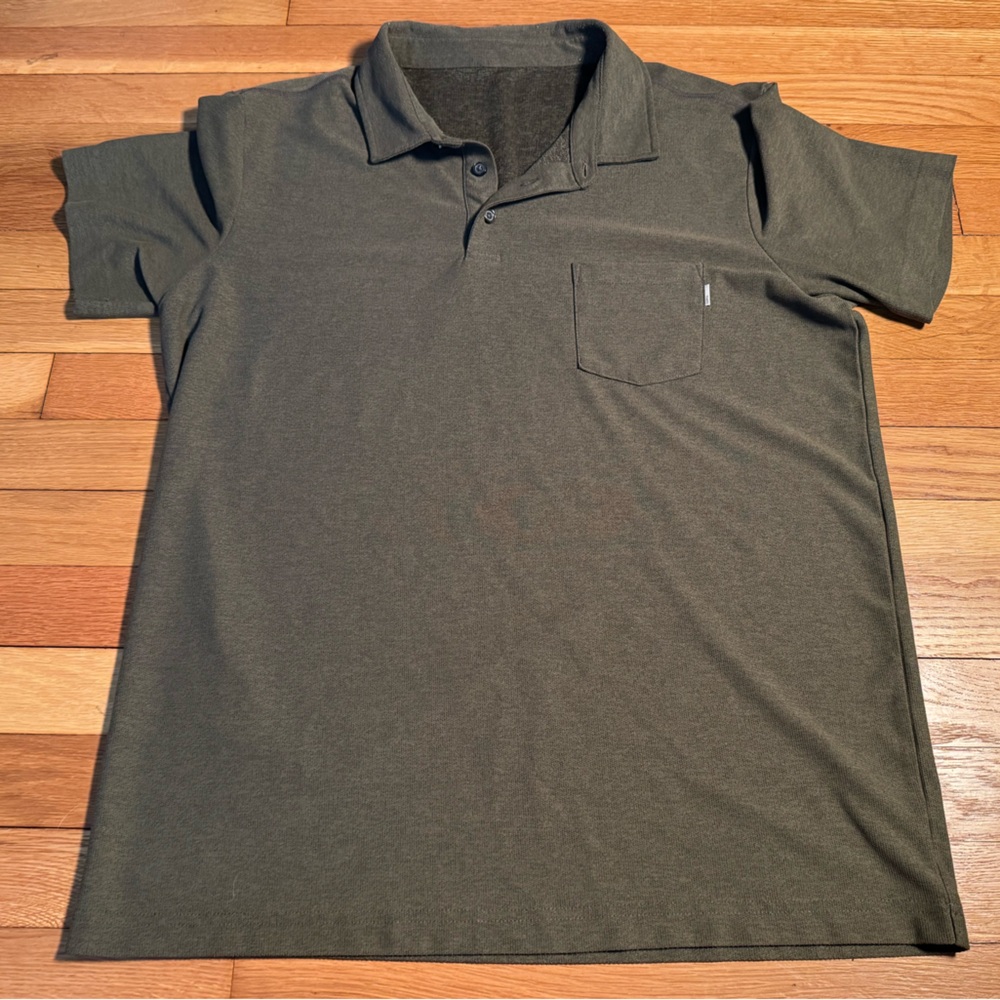 Vuori Performance Polo Shirt Mens - Large Slim Fit - Olive Green